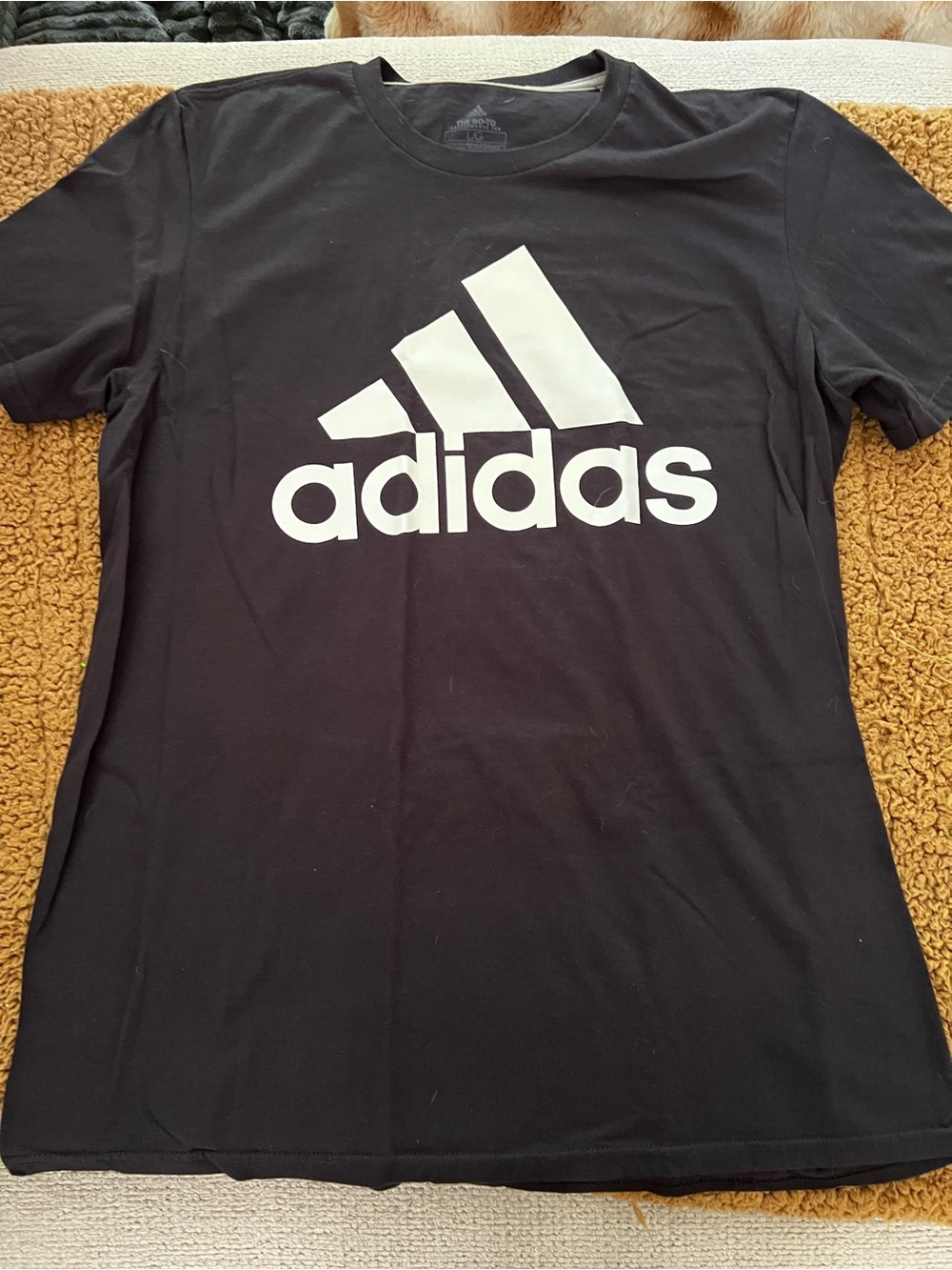 adidas Black Tee with White Logo Print + Climalite